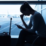 travel insurance - woman is stressed at the airport