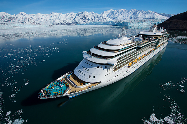 alaska cruise - Radiance of the Seas ship at Hubbard Glacier, Alaska.