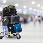 luggage on a baggage cart