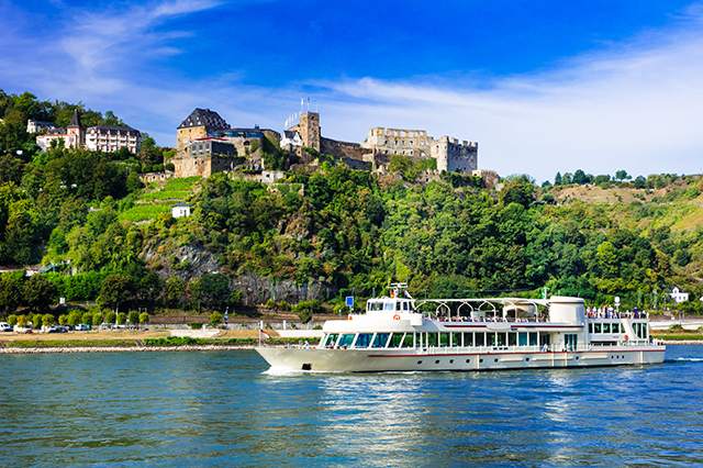 A romantic river cruise on the Rhine past famous medieval castles.