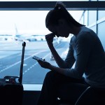 travel safety - women is stressed at the airport