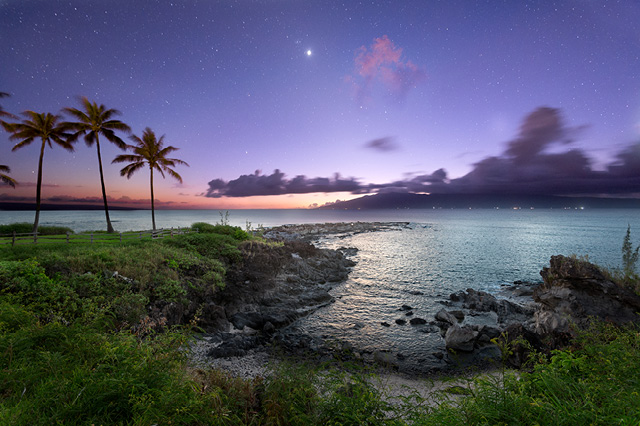 Hawaiian beach during sunset