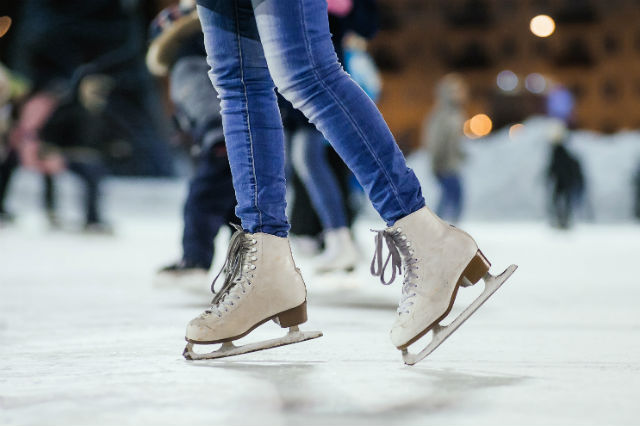 best outdoor ice skating rink - ice skates on a ice rink