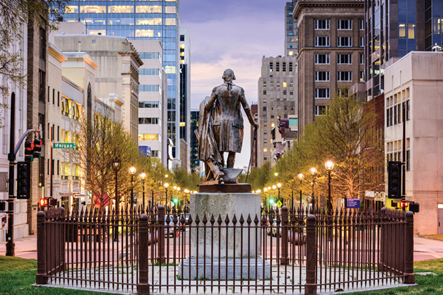 George Washington statue outside the North Carolina state capitol