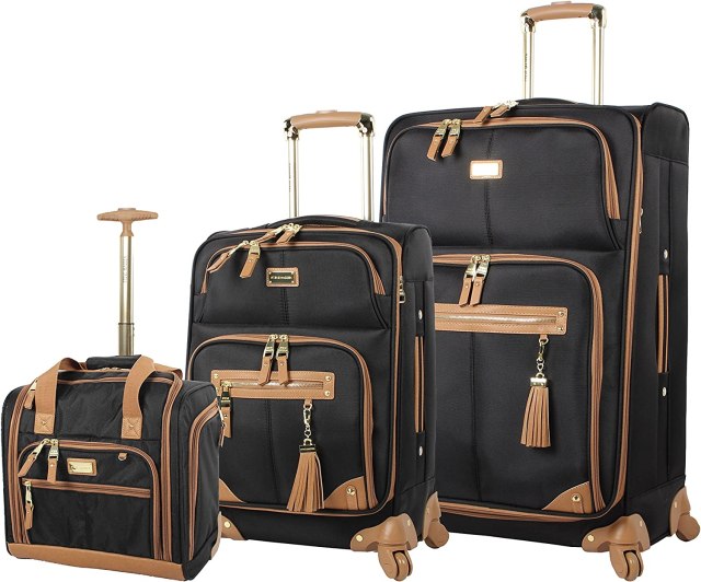 28214円 【同梱不可】 Steve Madden Designer Luggage Collection - Expandable 24 Inch Softside Bag Durable Mid-sized Lightweight Checked Suitcase with 4-Rolling S