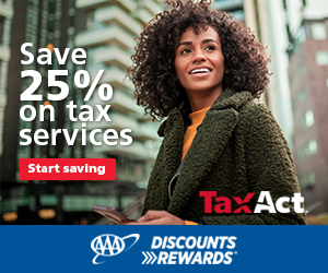Tax Act 25% Off Ad - Discounts and Rewards Partner