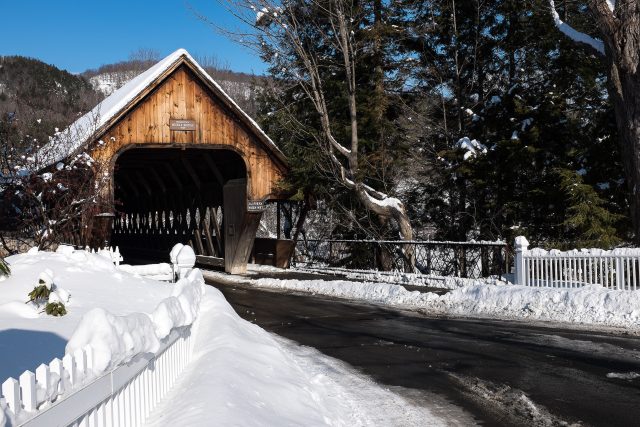 winter covered bridge