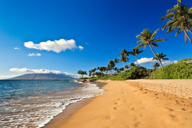 Beautiful sunny day at a beach in Wailea, Maui, Hawaii.
