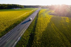 car rental - driving down the road