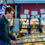 retro arcades - playing pinball