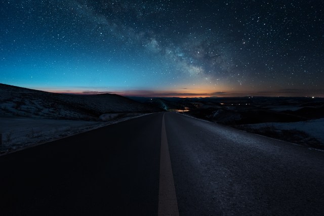 starry night empty road