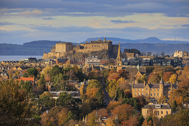 Edinburgh Castle as viewed from Blackford Hill.
